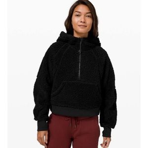 Lululemon XL/XXL Scuba Sherpa Hooded Sweater Black Half Zip Pockets